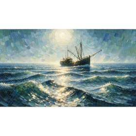 Resim Venspor Balıkçı Teknesi ve Deniz Temalı Arkaplan, 200x150cm, Fon, Duvar Örtüsü 