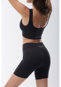 Resim Seamless Siyah Normal Bel Kısa Fitted Basic Sporcu Tayt SiYAH 