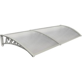 Resim Yapısan Plastik Ayak 6mm Levhalı Pratik Kapı Üstü Sundurma Kanopi 100x300 cm Gri 