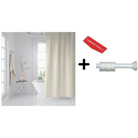 Resim Zethome Banyo Duş Perdesi Krem 120x200 Perde Borusu Askı Aparatı Çok Renkli 