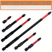 Resim 6 adet S2 Çelik Manyetik Matkap Ucu Seti ile 1/4 "Hex Sapı - Kaymaz, Ağır Hizmet Tipi Profesyonel Uçlar Hassas Delme için - Dayanıklı ve Uzun Ömürlü Yapı 