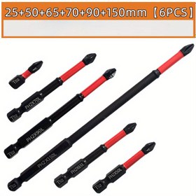 Resim 6 adet S2 Çelik Manyetik Matkap Ucu Seti ile 1/4 "Hex Sapı - Kaymaz, Ağır Hizmet Tipi Profesyonel Uçlar Hassas Delme için - Dayanıklı ve Uzun Ömürlü Yapı 