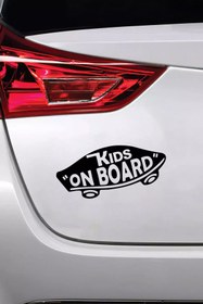 Resim Kıvırcıkyoga Kids On Board Kaykay - Araç, Oto, Laptop, Duvar Uyumlu Sticker 70*35 Cm 