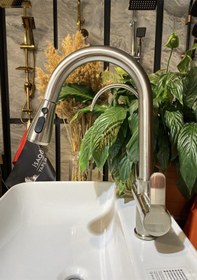 Resim İsaoğlu Yapı Spiralli Arıtmalı Mutfak Bataryası Mat Krom Evye Musluğu Arıtıcılı Musluk İnox Krom 