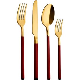 Resim Aryıldız Soho Prestige Gold 24 Parça 6 Kişilik Kırmızı Çatal Kaşık Bıçak Takımı 
