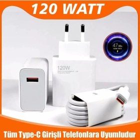 Resim Xiaomi Redmi Uyumlu Type C 120 Watt Hızlı Şarj Aleti 