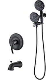 Resim SanalAMCA Store Vanalı Küvet Duş Bataryası, Yüksek Basınçlı 3 Yollu Su Yönlendirici Duş Trim Kiti 24-Fonksiyon Siyah 