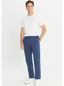 Resim AC&Co / Altınyıldız Classics Erkek Indıgo Pamuklu Comfort Fit Rahat Kesim Yan Cepli Armürlü Esnek Pantolon İndigo 
