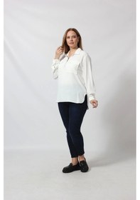 Resim Moda Berray 3055 Yaka Fermuarlı Yandan Yırtmaçlı Gömlek Beyaz 