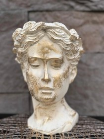 Resim Dekoratif Polyester Tekli Helen Saksı Vazo Krem Eskitme 