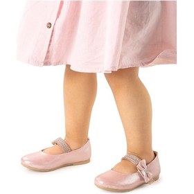 Resim Kiko Kids Cırtlı Kız Çocuk Taşlı Babet Ayakkabı 252 Pudra 001 