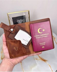 Resim Fil Deri Hakiki Deri Pasaport Kılıfı Ve Valiz Etiketi 