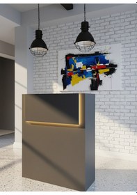 Resim Resital Ledli Karşılama Bankosu G-90 Cm Ofis Kasa Resepsiyon Masası Banko-003-4-4 