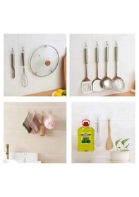 Resim Pratik 4 Adet Güçlü Şeffaf Duvar Askısı Askılığı Yapışkan Kancalı Mutfak Banyo Askı Şeffaf 