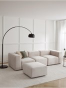 Resim S Home Design Concept Pietro 4 Modül Modüler Kanepe Köşe Koltuk Takımı, Yönsüz Kadife, Kırık Beyaz 