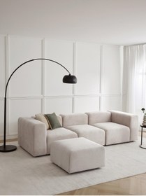 Resim S Home Design Concept Pietro 4 Modül Modüler Kanepe Köşe Koltuk Takımı, Yönsüz Kadife, Kırık Beyaz 