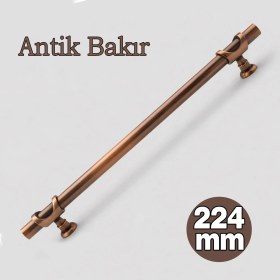 Resim Badem10 Arsin Düz Soft Parlak Antik Bakır Çekmece Kulp 224 mm Modern Metal Dolap Kulbu Mutfak Banyo Gardırop 