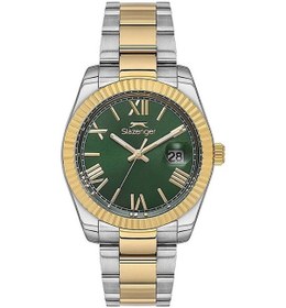 Resim Slazenger Sl.09.2508.1.02 Quartz Çelik Altın/gri Yeşil Kadran 43 Mm Erkek Kol Saati Gri 
