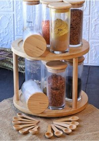 Resim Atbyhome 37 Parça Döner Standlı Baharatlık Seti - 12 Adet Baharatlık Takımı - Kaşıklı - 65 Adet Etiket Hediyeli 