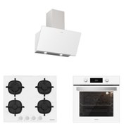 Resim Silverline Beyaz Cam Ankastre Set (3457 Soho 60 Beyaz+cs5427w01+bo6504w01) 