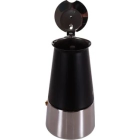 Resim Paslanmaz Çelik Moka Pot, 300 Ml, Indüksiyonlu, Siyah, Espresso Kahve Makinesi 