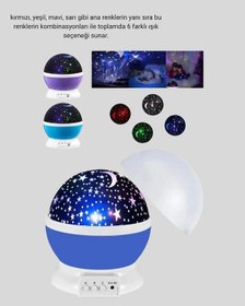 Resim Renkli Led Gece Lambası 6 Işık Modlu Çocuk Odası Atmosfer Aydınlatma Mavi 