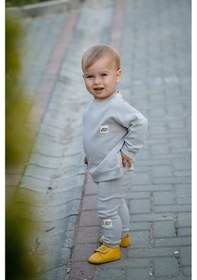 Resim Atlasyael Atlas&yael %100 Organik Pamuk Gots Organik Belgeli Bebek Oversize Sweatshirt - Gri 