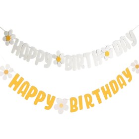 Resim Papatya Temalı Duvar Süsü Banner | Renk Seçenekli - Beyaz 