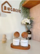 Resim BUCOLIC 2’li Ahşap Kapaklı Cam Pamukluk Seti / Cotton- Cotton Bud / Ahşap Küçük Boy Stand 