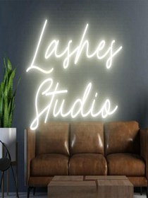 Resim Lashes Studio Yazılı Neon Tabela Beyaz 