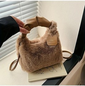 Resim Ovo Kadın Şık Kürk Fermuarlı Yumuşak Peluş Omuz Çantası Çok Renkli 