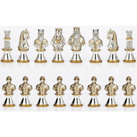 Resim Veronese Medieval Şovalye Figürlü Metal Satranç Taşları 