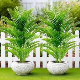 Resim 2 Büyük Yapay Palmiye Ağacı - Gerçekçi Yeşil Yapraklar, İç ve Dış Mekan Dekorasyonları, Ev, Otel, Bahçe, Patio, Havuz Alanı, Ofis ve Düğün Tatil Sahne, Çok Fonksiyonlu Oda Dekorasyonu, Tropikal Tarz Mimari Tasarım - Saksı Bitkileri Dahil Değil, Yüksek Kaliteli İmitasyon Bitkiler 