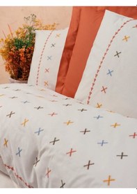 Resim Cotton Box Brode Ranforce Çift Kişilik Nevresim Takımı Joli Kiremit Çok Renkli 