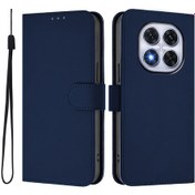 Resim Xiaomi Redmi Note 14 Pro+ 5g/ Note 14 Pro 5g/ Poco X7 5g Kılıf Askılı Düz Renk Cüzdan Deri Telefon Kılıfı - Lacivert Lacivert 