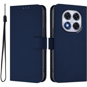 Resim Xiaomi Redmi Note 14 Pro+ 5g/ Note 14 Pro 5g/ Poco X7 5g Kılıf Askılı Düz Renk Cüzdan Deri Telefon Kılıfı - Lacivert Lacivert 