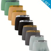 Resim 10'lu Erkek "HELLO" Baskılı Boxer Külot - Moda, Nefes Alabilir, Yüksek Esnekliğe Sahip Rahat Şortlar, Ev ve Spor için Hızlı Kuruyan Kumaş, Günlük Giyim İç Çamaşırı, Spor İç Çamaşırı | Hello Baskılı Külotlar | Rahat Kesim, Boxer Külot 
