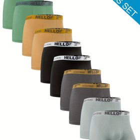 Resim 10'lu Erkek "HELLO" Baskılı Boxer Külot - Moda, Nefes Alabilir, Yüksek Esnekliğe Sahip Rahat Şortlar, Ev ve Spor için Hızlı Kuruyan Kumaş, Günlük Giyim İç Çamaşırı, Spor İç Çamaşırı | Hello Baskılı Külotlar | Rahat Kesim, Boxer Külot 