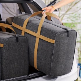 Resim 2 Adet Ağır Hizmet Tipi Katlanabilir Taşıma Çantaları - Kationik Kumaş 88L/148L (70x25x50cm/90x31x53cm), Saplı, Gri Renkli Dolap/Araç/Ev Depolama Çantası 