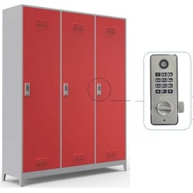 Resim Kale Elektronik Kilitli Üçlü Soyunma Dolabı Gri 