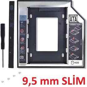 Resim Speeduf 9.5mm HDD Caddy Kızak - Laptop DVD Yuvası Için Ssd/hdd Dönüştürücü Harddisk Kutusu 