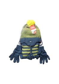 Resim Kitti 4-8 Yaş Erkek Çocuk Atkı Bere Eldiven İçi Polarlı 3'lü Takım 24170-11 Lacivert 