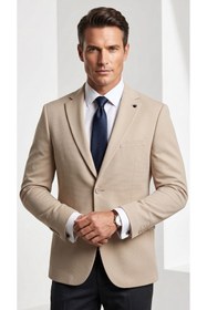Resim Plus Scorpion Erkek Slim Fit Çift Düğme Çift Yırtmaçlı Blazer Ceket - Premium Dokulu Kumaş 