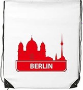 Resim DIYthinker Kadın Berlin Almanya Kırmızı Landmark Desen İpli Sırt Çantası İnce Çizgiler Alışveriş Yaratıcı Çanta Omuz Environ Tal Polyester Çanta, Çok renkli, One Size, sırt çantası 