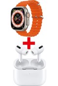 Resim GAMER ® Gs8 Watch 8 Ultra Akıllı Saat Turuncu Watch Inc Beyaz Pro5 Benzeri Bluetooth Kulaklık Hediye 