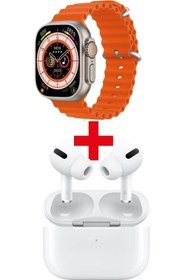 Resim GAMER ® Gs8 Watch 8 Ultra Akıllı Saat Turuncu Watch Inc Beyaz Pro5 Benzeri Bluetooth Kulaklık Hediye 