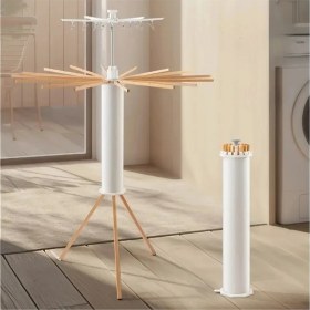 Resim Katlanabilir Ahtapot Çamaşır Kurutma Askısı - Kule Çamaşır Askılığı Ahşap Askılık 