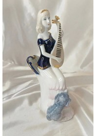 Resim El İşi Seramik Biblo Heykel Enstürüman Çalan Kadın 