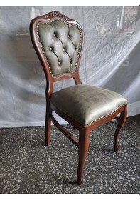 Resim Sandalye Klasik 90611 Model Kayın Aslan Ayak Ceviz Nubuk Kumaş 1 Adet El Yapım Kahverengi 