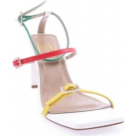 Resim Dgn K9004 Kadin Küt Burun Bantli Topuklu Sandalet K9004-1748-R2399 Çok Renkli 